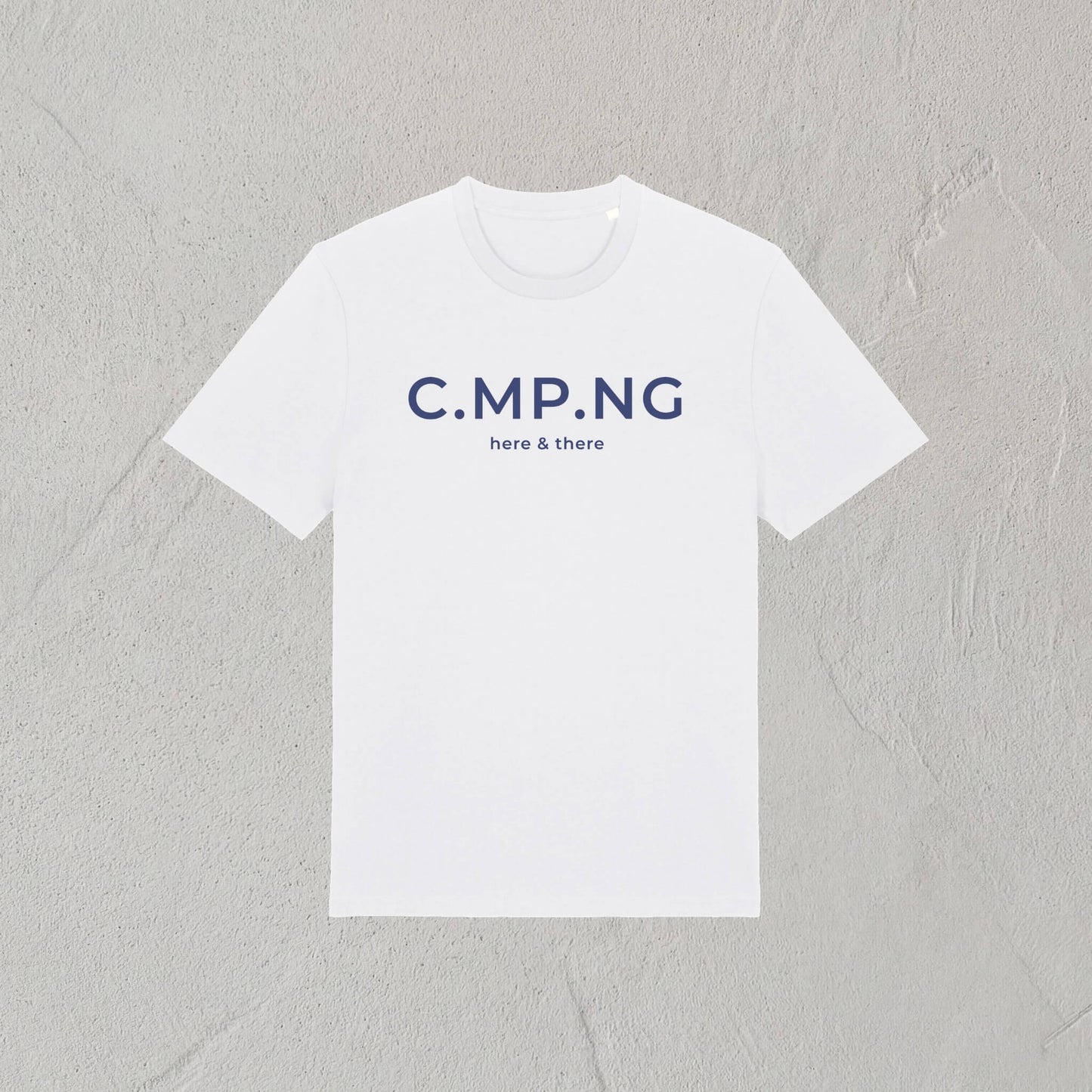 Produktfoto des C.MP.NG Camping Tshirts original in der Farbe weiß.