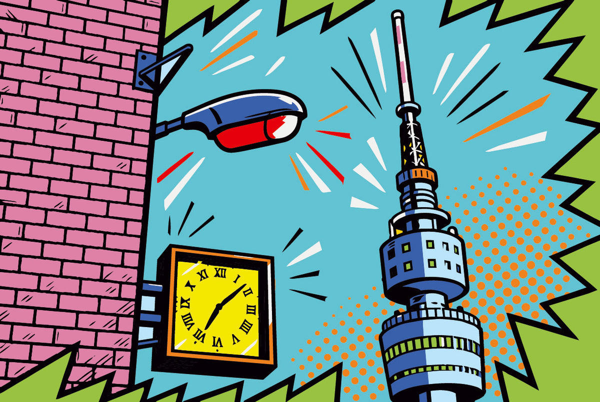 Dortmund Wandbild mit Florianturm im Popart-Stil