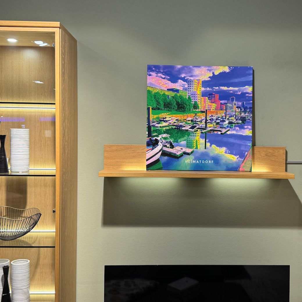 Düsseldorf Popart-Leinwand von der Marina im Düsseldorfer MedienHafen