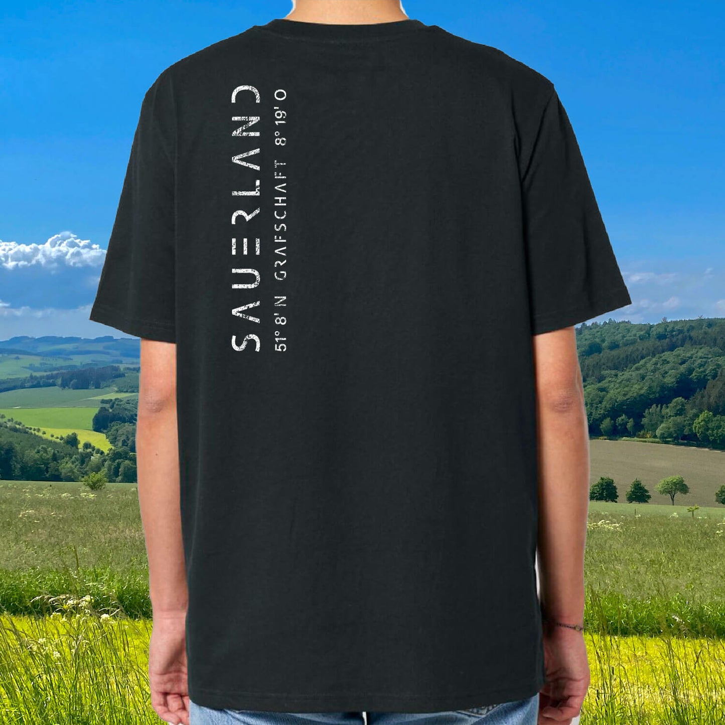 Sauerland T-Shirt mit Koordinaten-Backprint