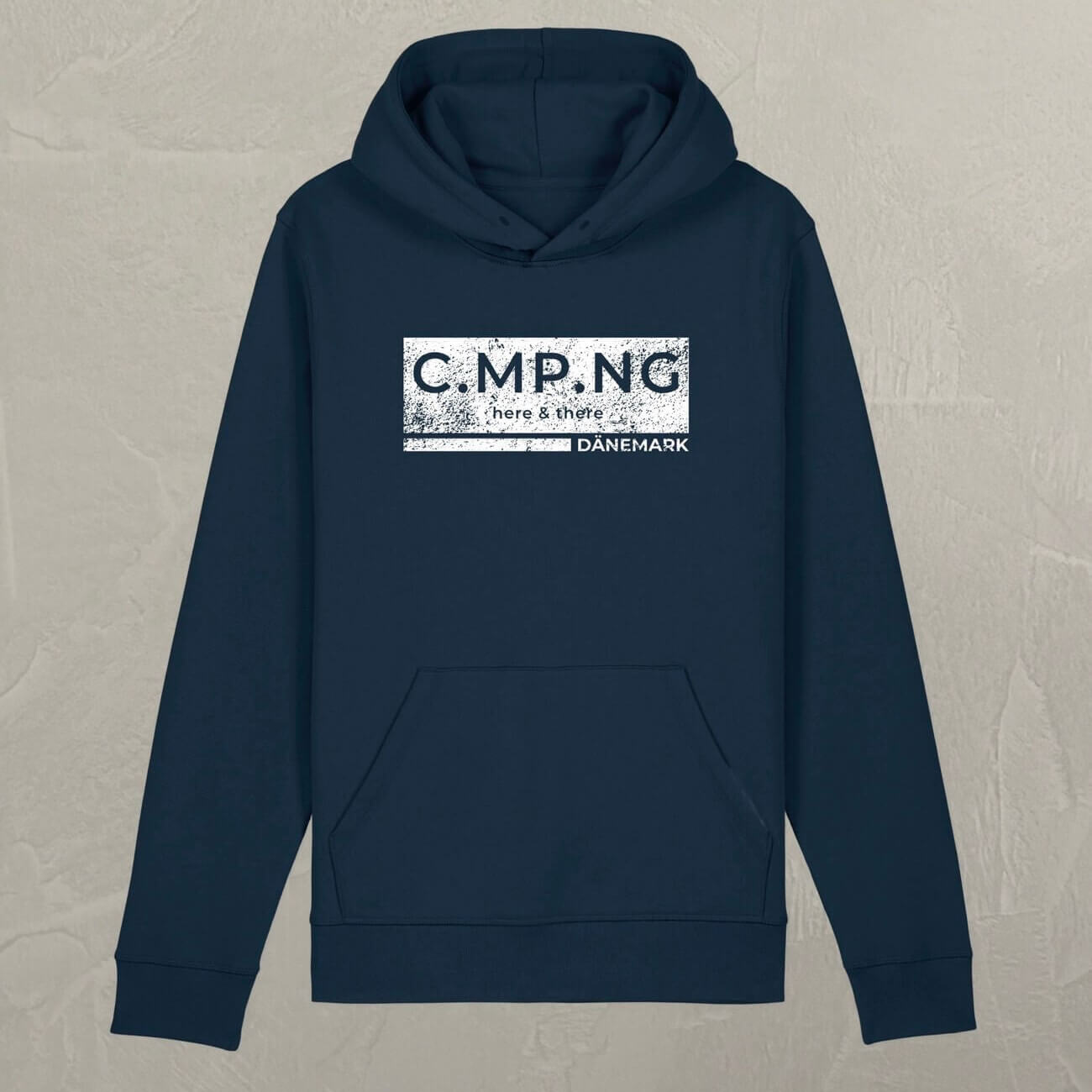 Produktbild des C.MP.NG Hoodies boxed in navy