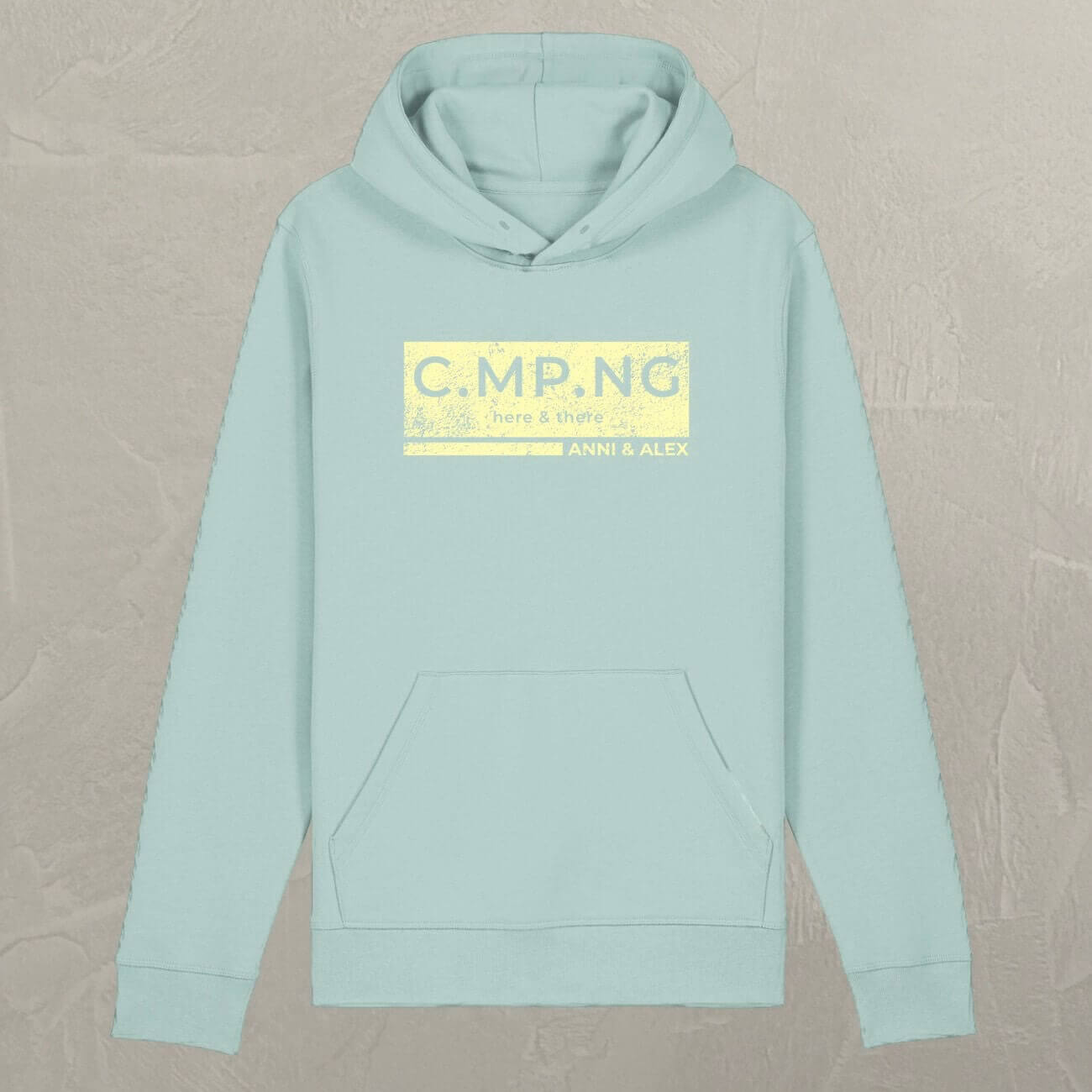 Produktbild des C.MP.NG Hoodies boxed in sky-blue