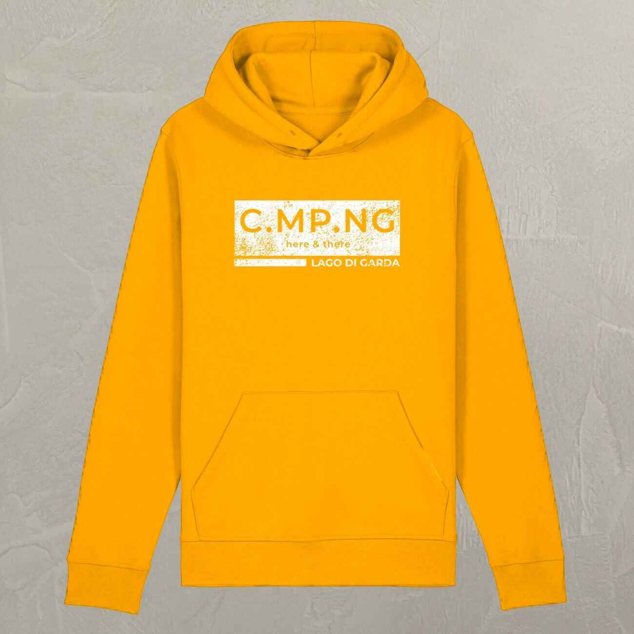 Produktbild des C.MP.NG Hoodies boxed in gelb