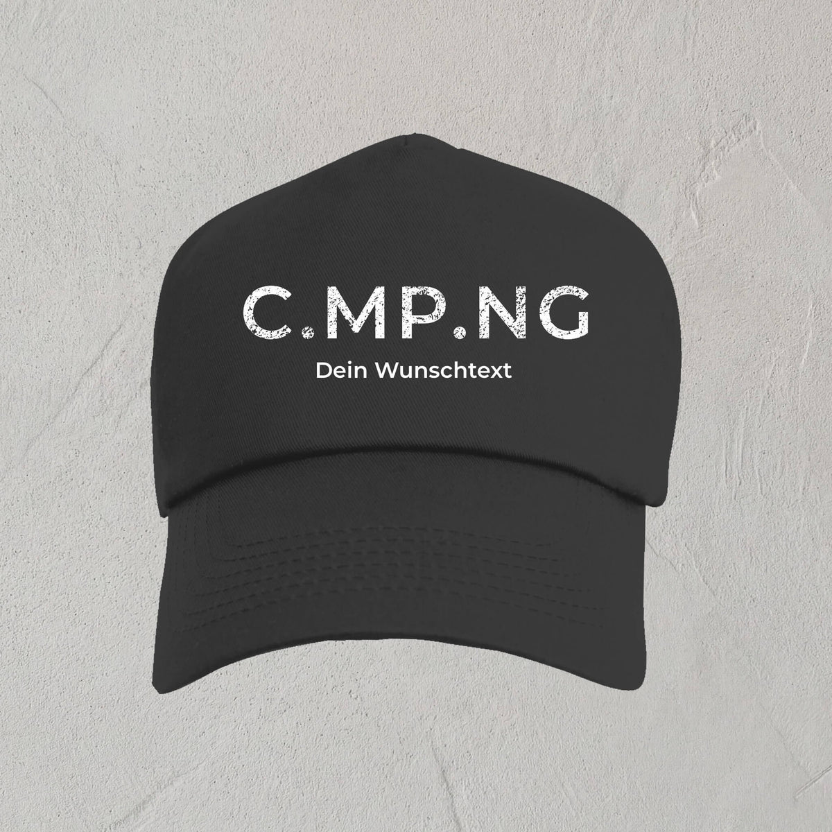 Produktfoto der personalisierbaren C.MP.NG Kappe in schwarz