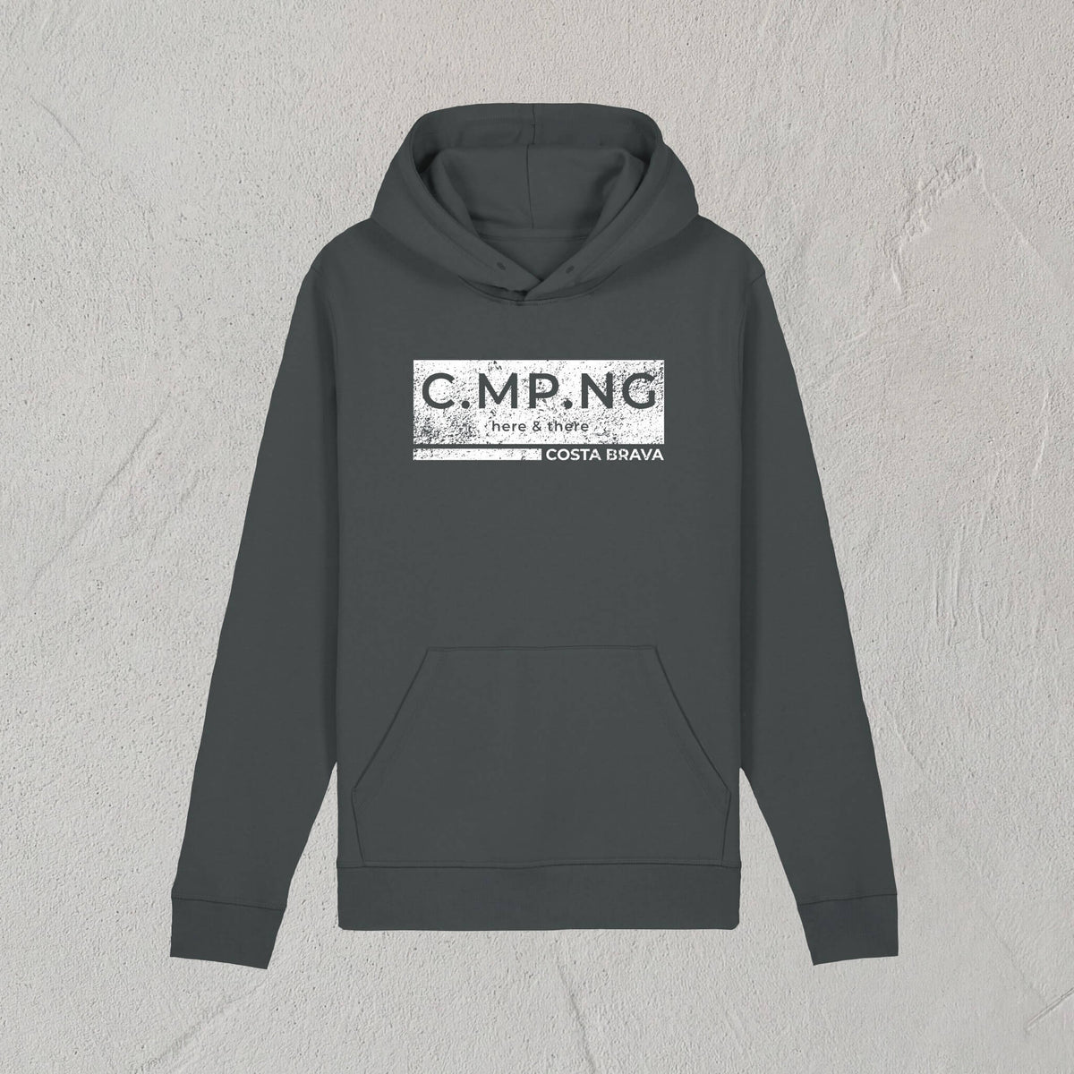 Produktfoto des C.MP.NG Camping Hoodie im boxed design in der Farbe grau