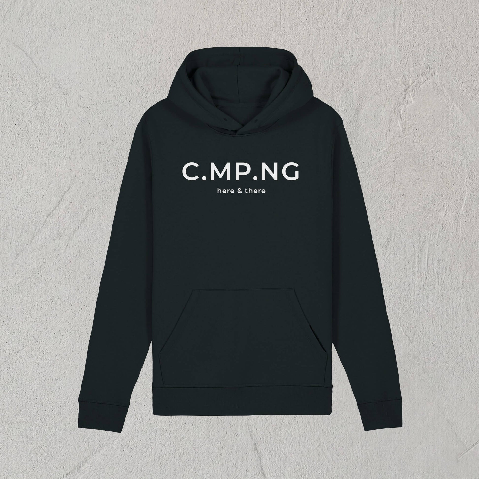 Produktfoto des C.MP.NG Camping Hoodie in dem original design in der Farbe schwarz