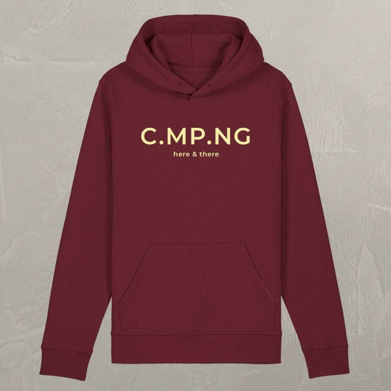 Produktfoto des C.MP.NG original Hoodies in der Farbe bordeaux.