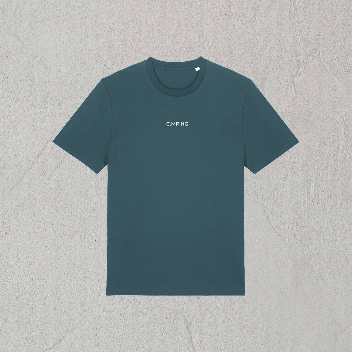 Produktfoto des C.MP.NG Camping Tshirts original in der Farbe petrol.