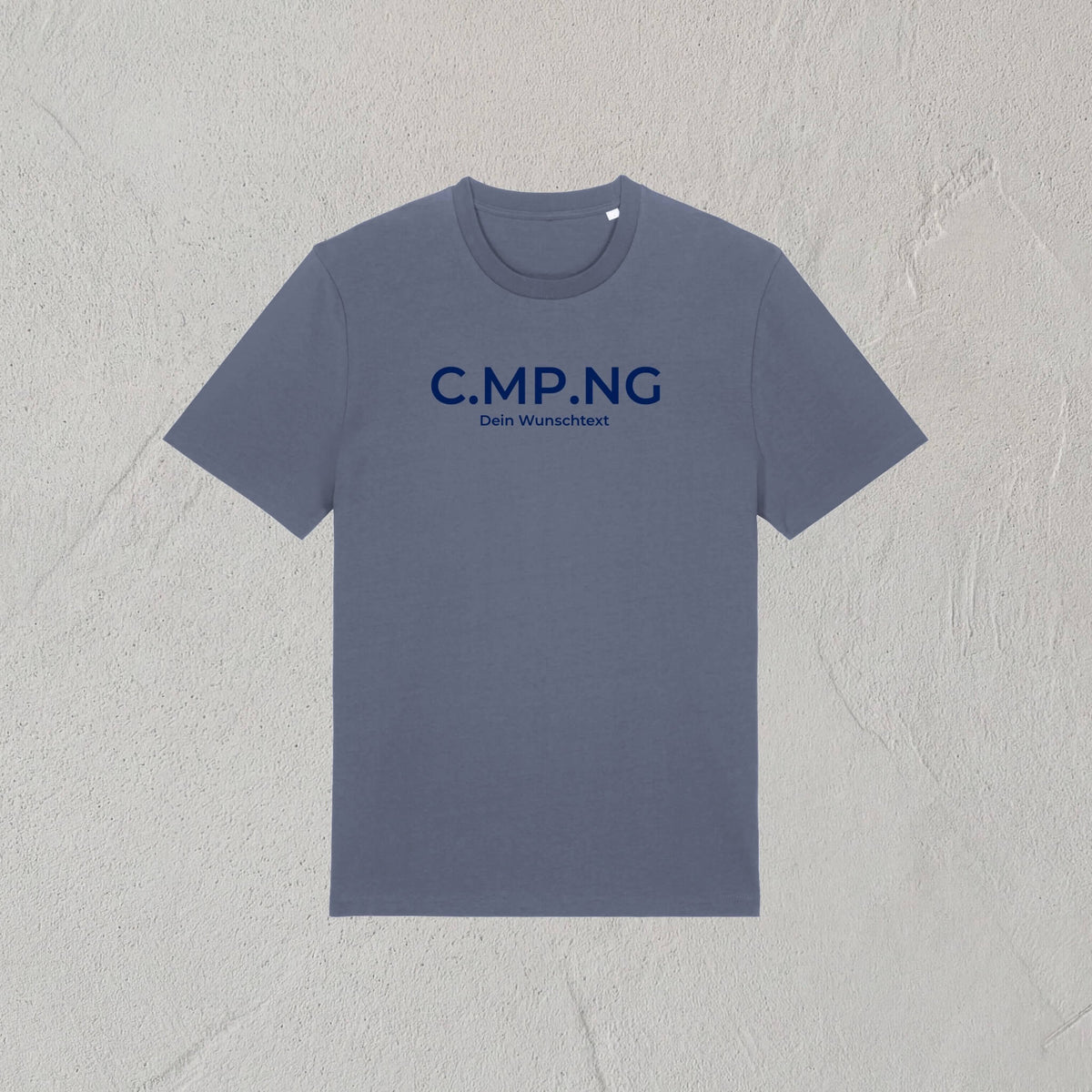 Produktfoto des personalisierbaren C.MP.NG classic Tshirt in blaugrau.