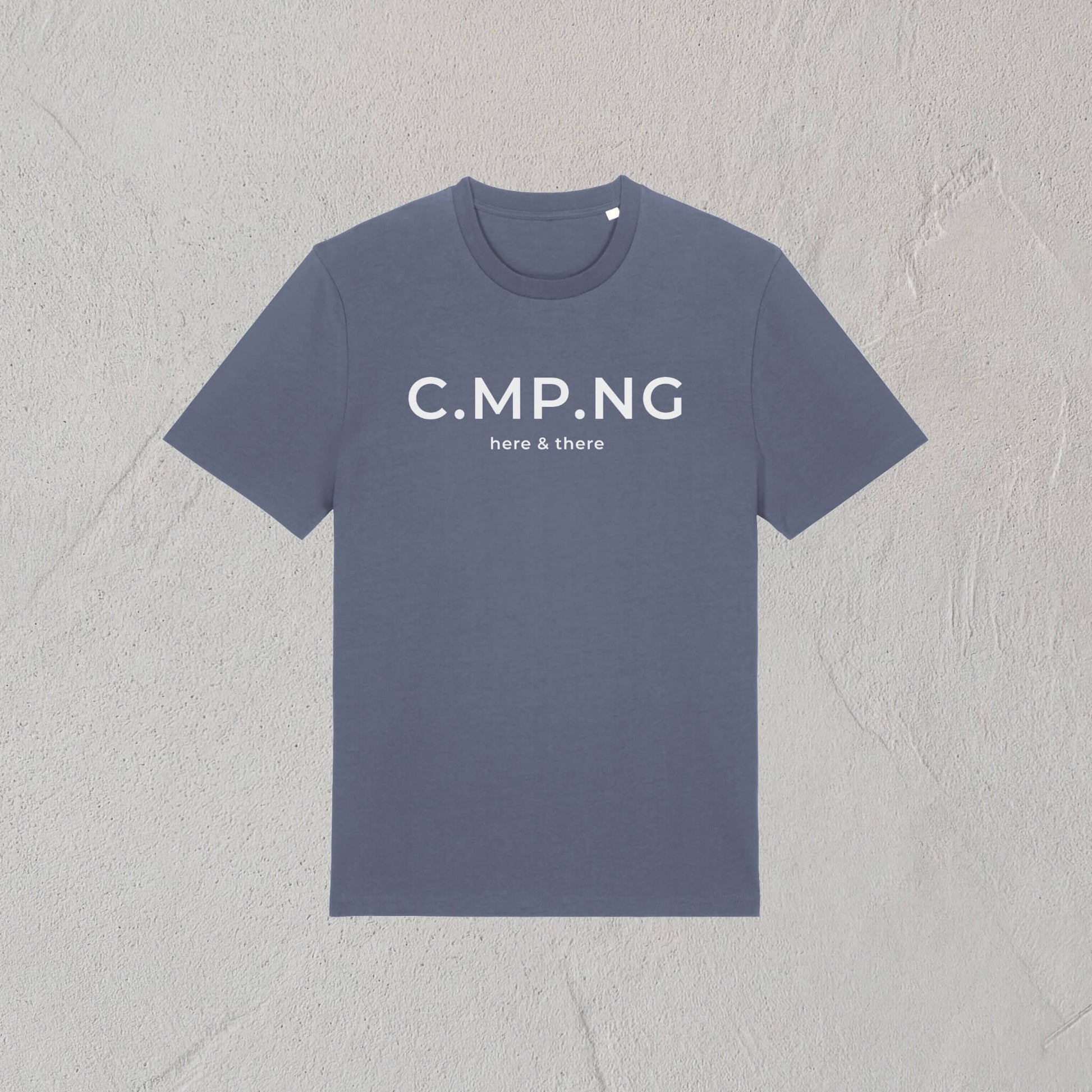 Produktfoto des C.MP.NG Camping Tshirts original in der Farbe grau-blau.
