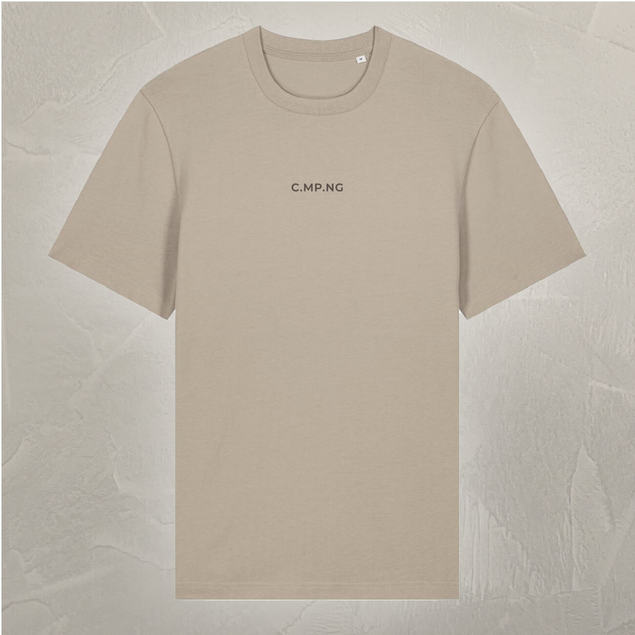 C.MP.NG Basic T-Shirt, nachhaltiges Camping T-Shirt aus Bio-Baumwolle in beige