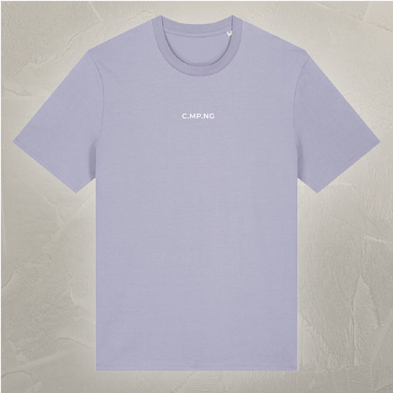 C.MP.NG Basic T-Shirt in lavendel, Unisex Camping Shirt aus Bio-Baumwolle in zartem lila