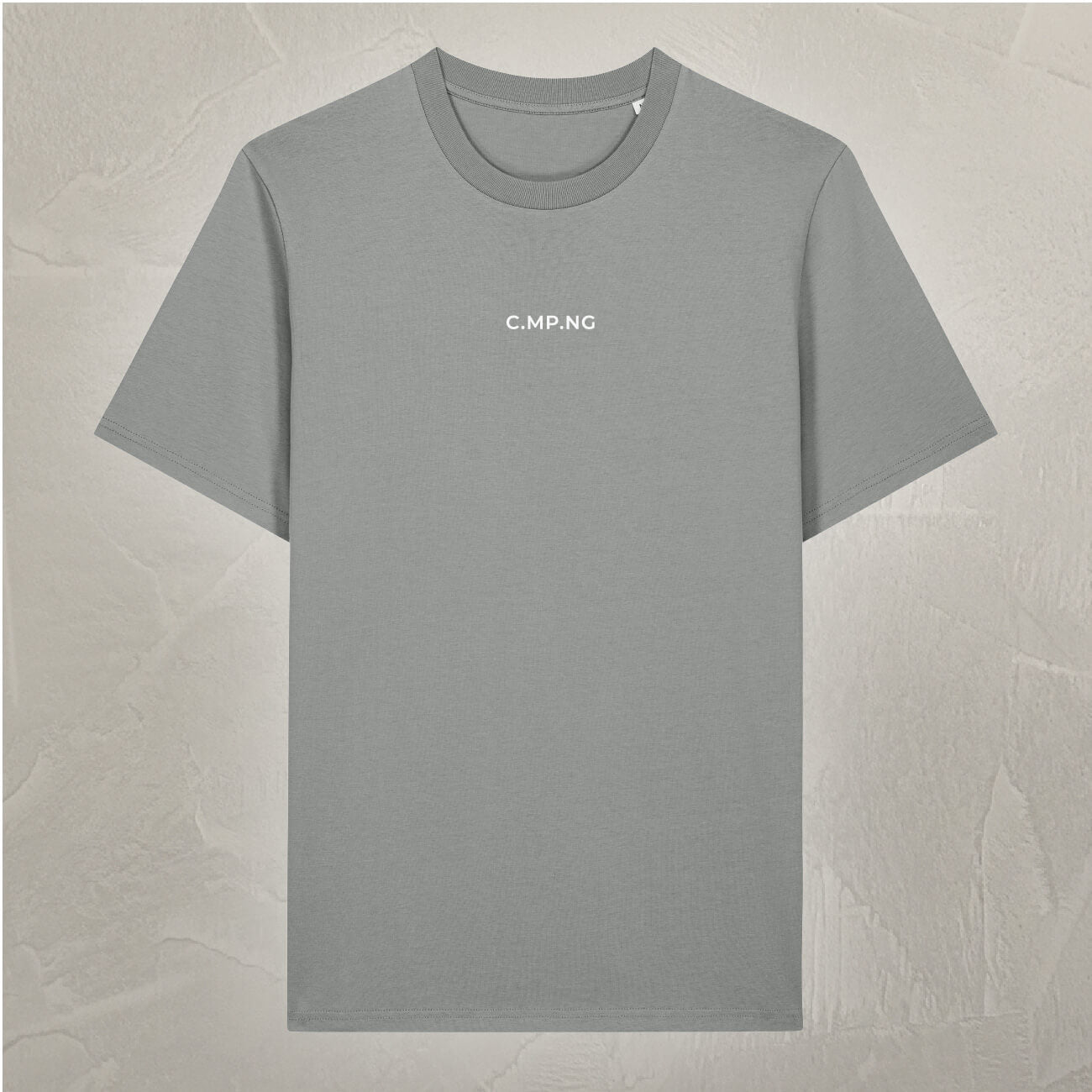C.MP.NG Basic T-Shirt in sanft-grau, minimalistisches Camping Shirt aus Bio-Baumwolle