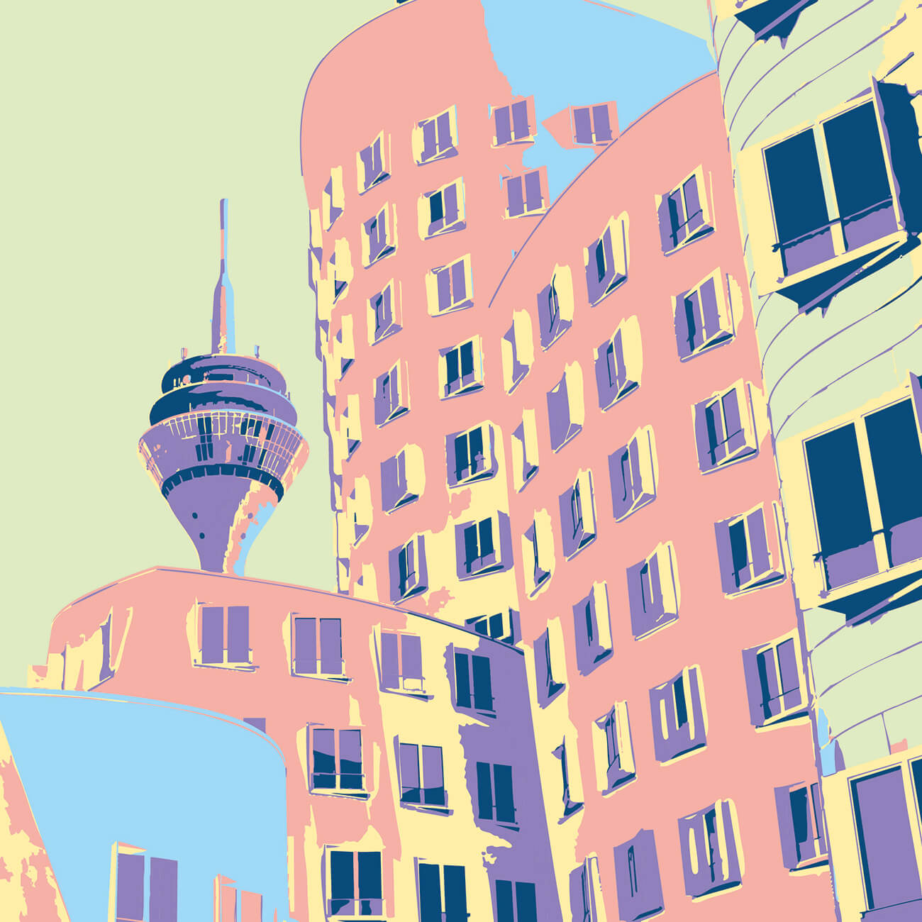 Düsseldorf Pastell Popart "Rheintum & Co."