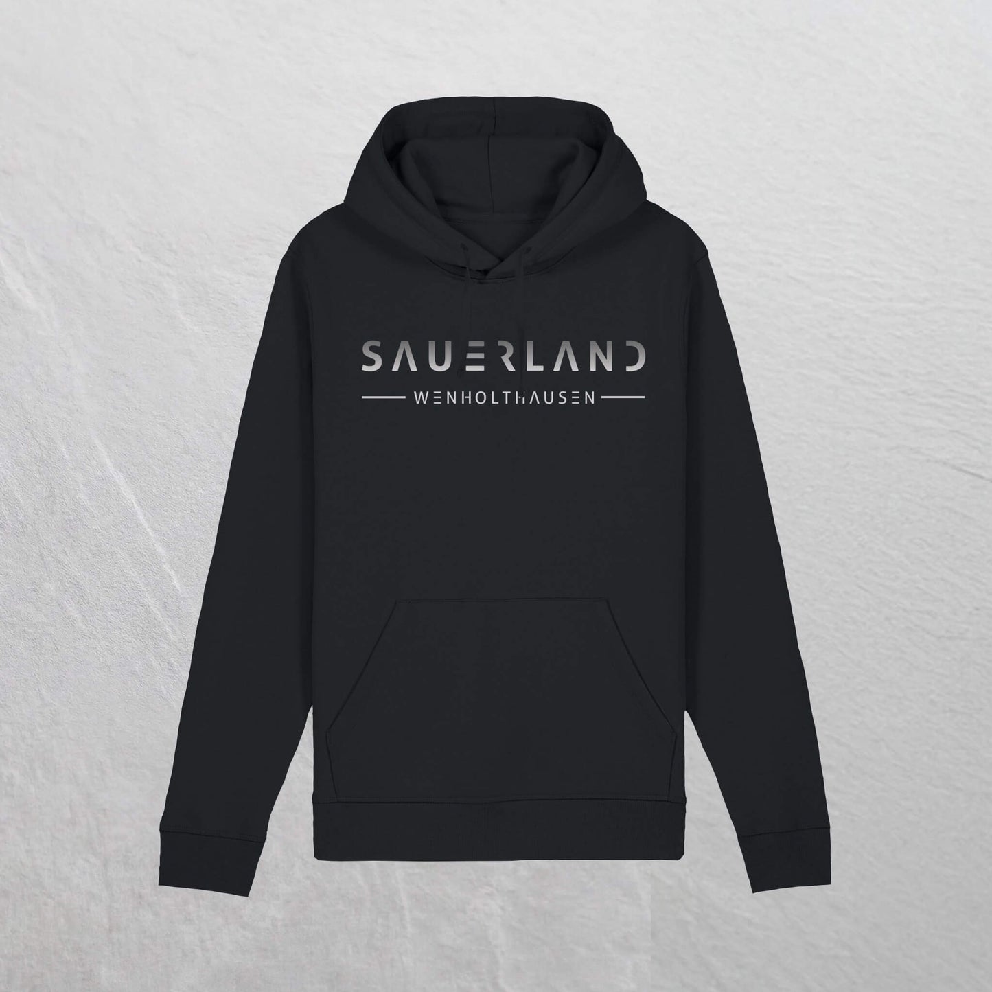 Produktfoto des newSAUERLAND Hoodie im gradient Design in der Farbe schwarz.