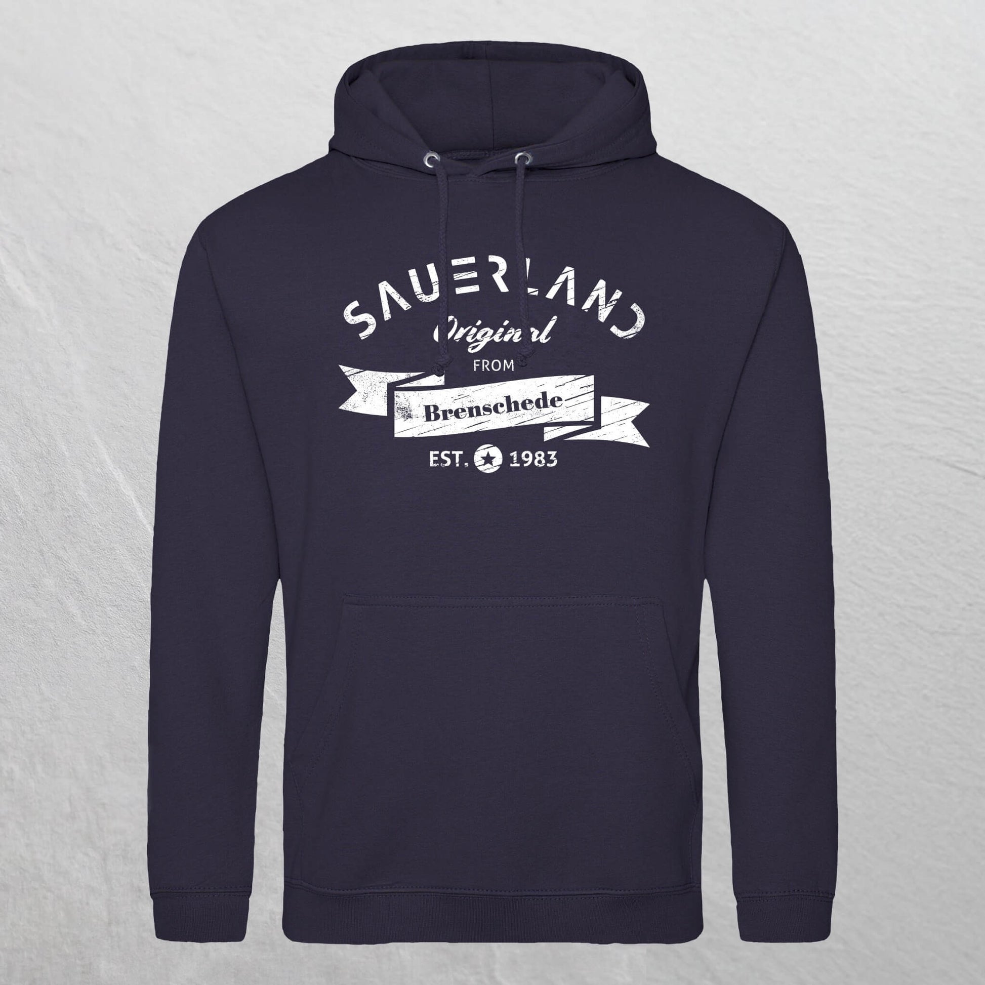 Produktfoto eines personalisierbaren  dunkelblauen newSAUERLAND Original from  Hoodies.