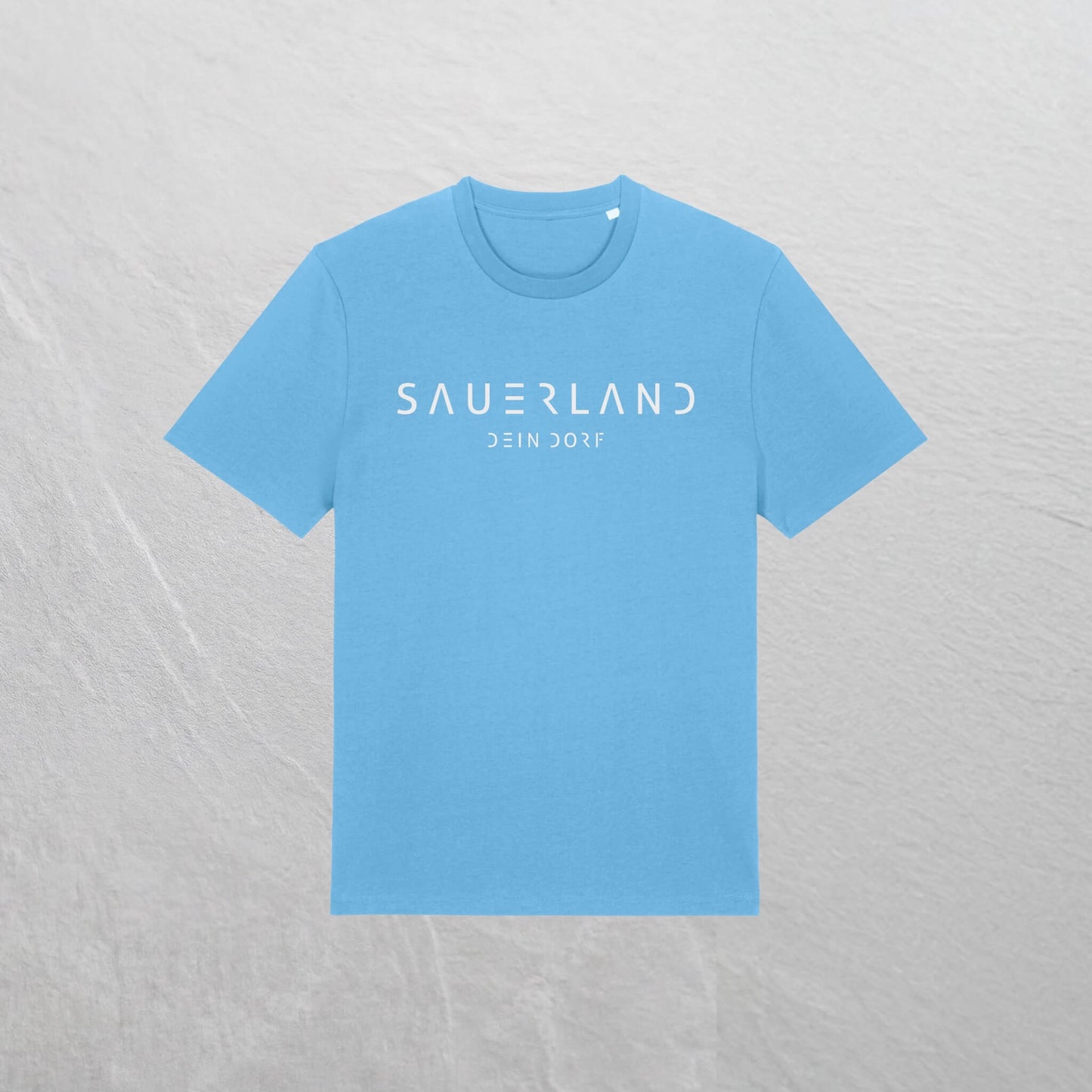 Produktfoto des personalisierbaren newSAUERLAND T-Shirt im Dorfdesign mit  Deinem Dorf in der Farbe azur