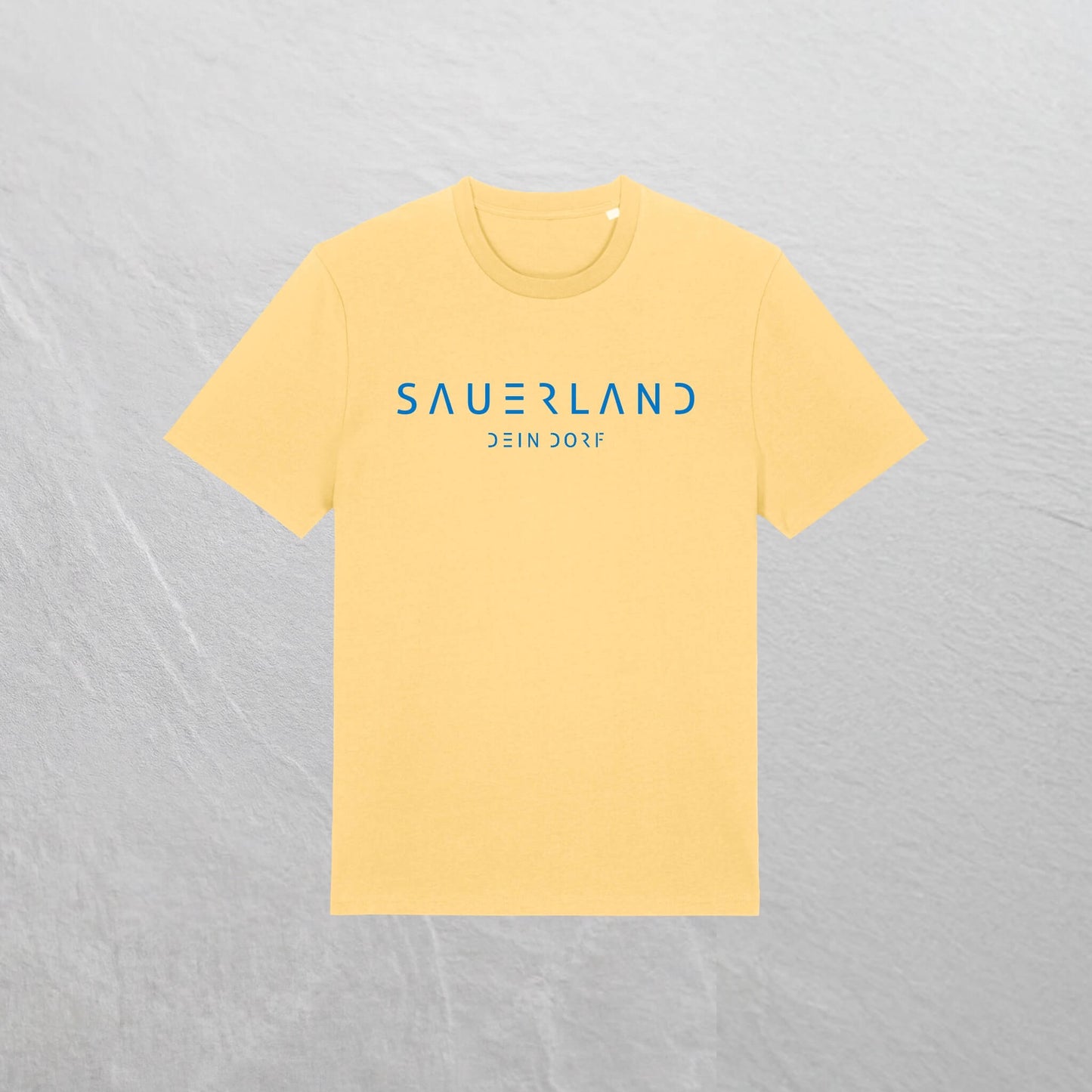 Produktfoto des personalisierbaren newSAUERLAND T-Shirt im Dorfdesign mit  Deinem Dorf in der Farbe Gelb