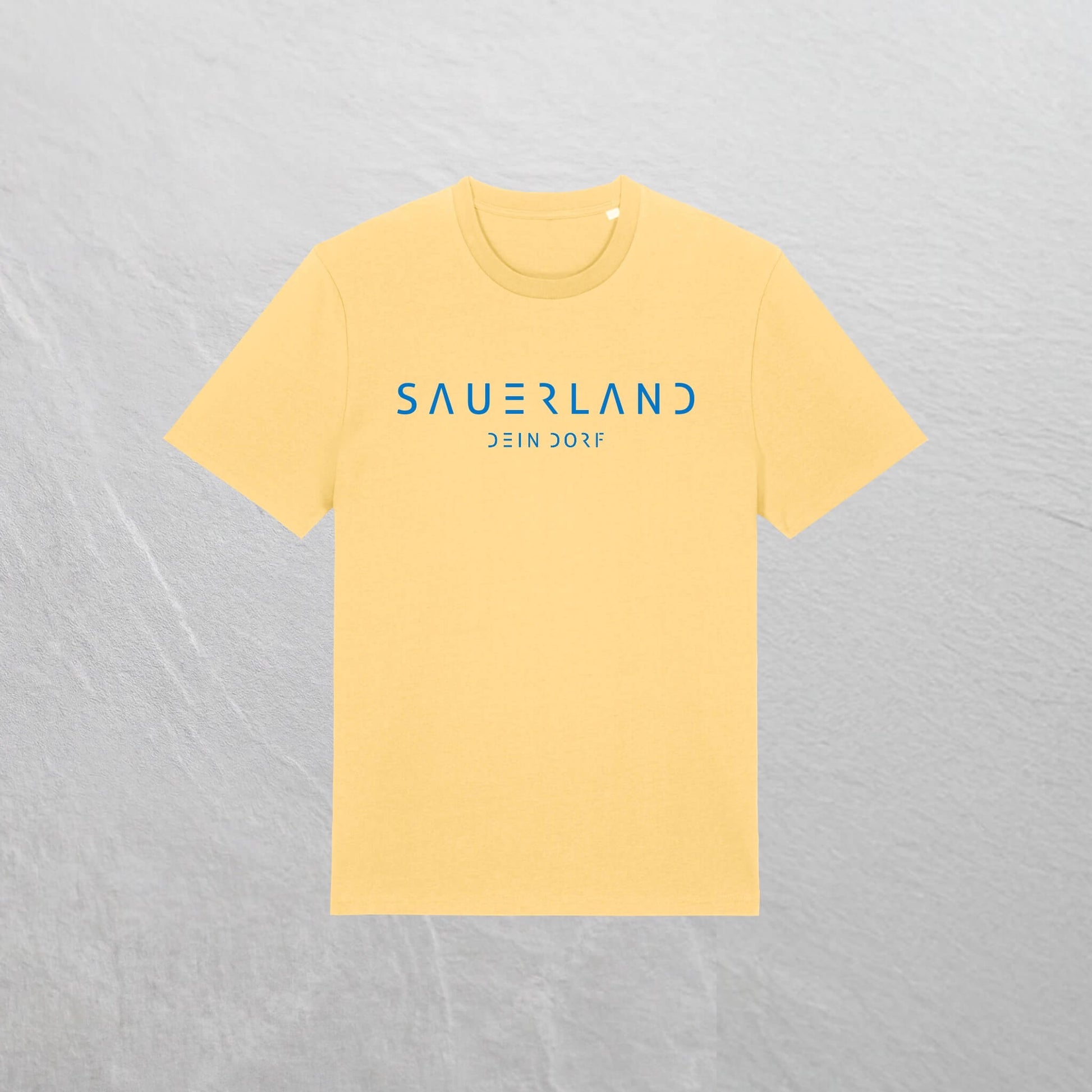 Produktfoto des personalisierbaren newSAUERLAND T-Shirt im Dorfdesign mit  Deinem Dorf in der Farbe Gelb