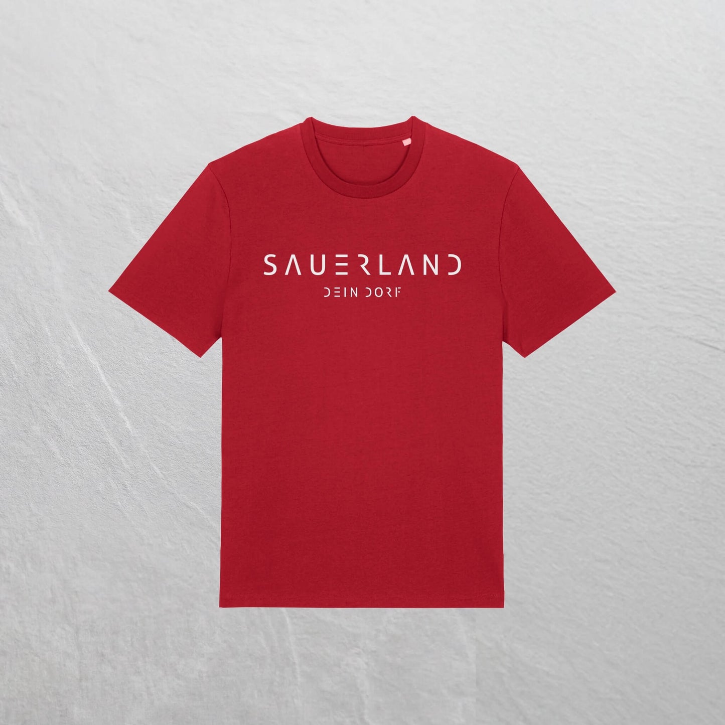 Produktfoto des personalisierbaren newSAUERLAND T-Shirt im Dorfdesign mit  Deinem Dorf in der Farbe rot