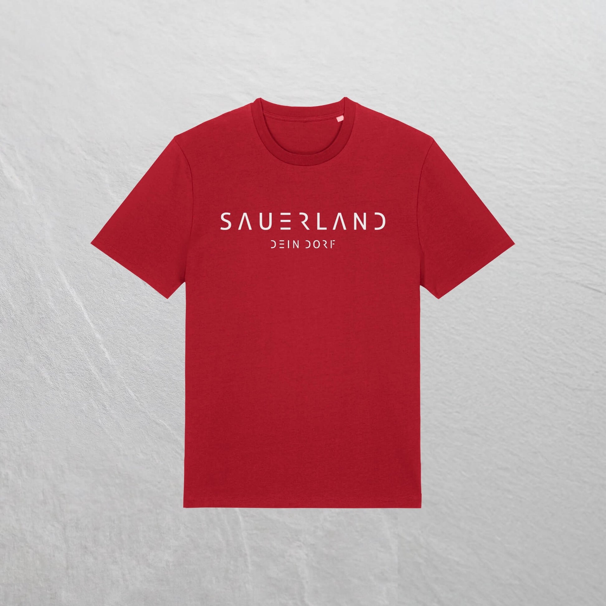 Produktfoto des personalisierbaren newSAUERLAND T-Shirt im Dorfdesign mit  Deinem Dorf in der Farbe rot